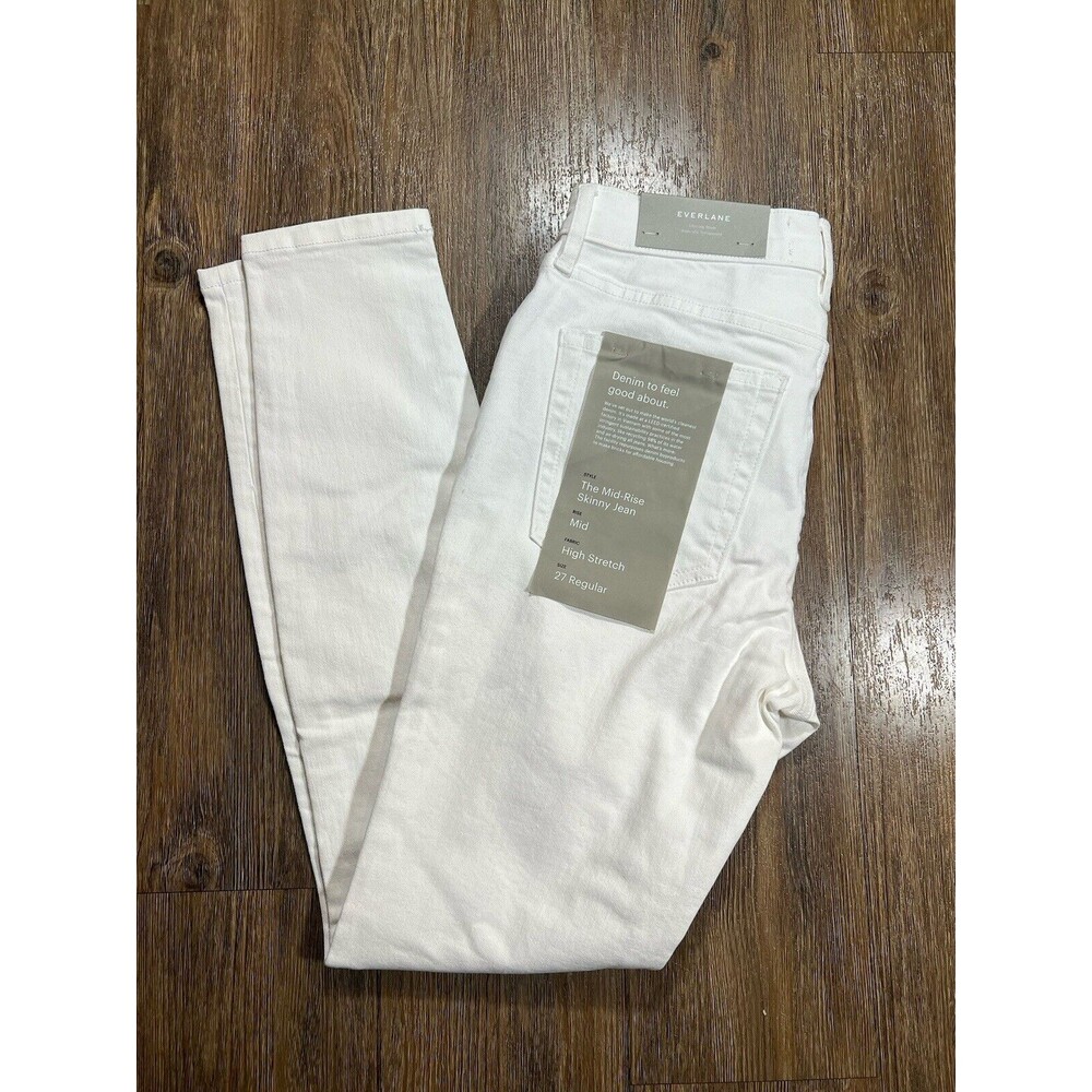Everlane Bone Mid-Rise Skinny Jean Size 27 Regular New with Tags NWT White Jean